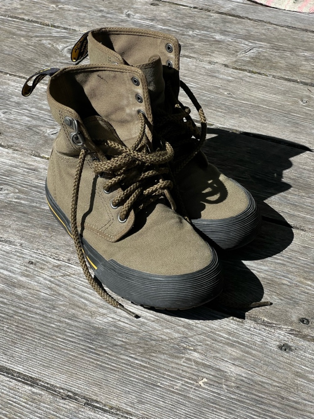 Dr. Martens Winsted Olive Green Canvas 8-Eye Boots